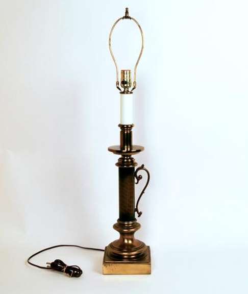 Vintage 3 Way Brass Handled Column Table Lamp