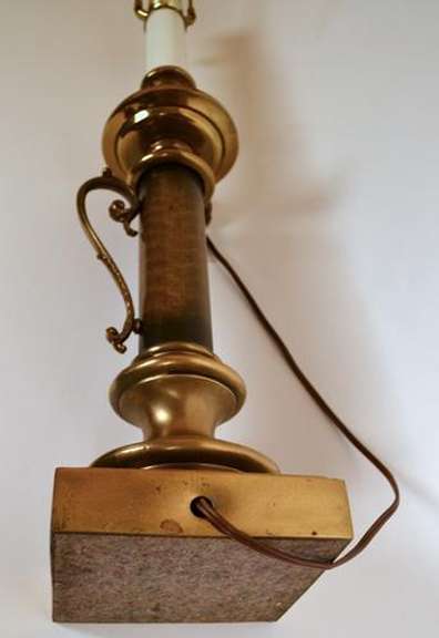 Vintage 3 Way Brass Handled Column Table Lamp