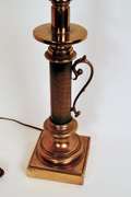 Vintage 3 Way Brass Handled Column Table Lamp