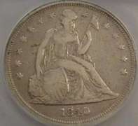 1840 Seated Liberty Dollar, ICG F-15, First Year Issue.