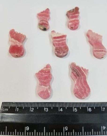 Rhodochrosite feet - lot of 34