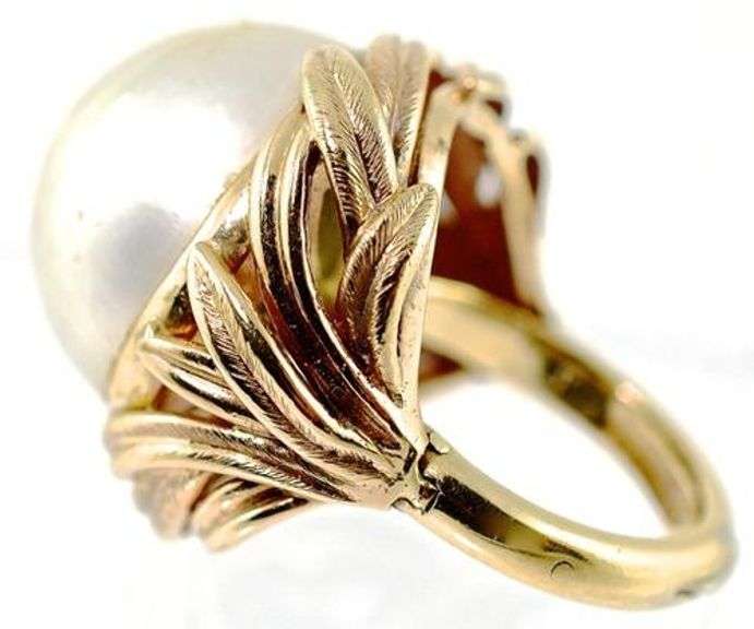 14K Vintage Mabe Pearl Ring