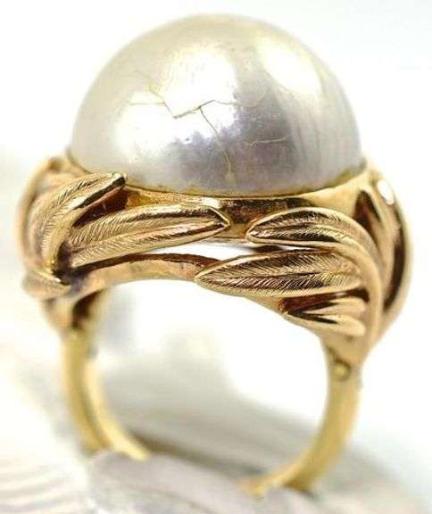 14K Vintage Mabe Pearl Ring