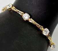 Bold 14K Yellow Gold Bracelet with CZ's