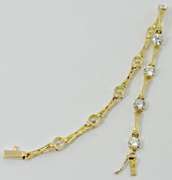 Bold 14K Yellow Gold Bracelet with CZ's