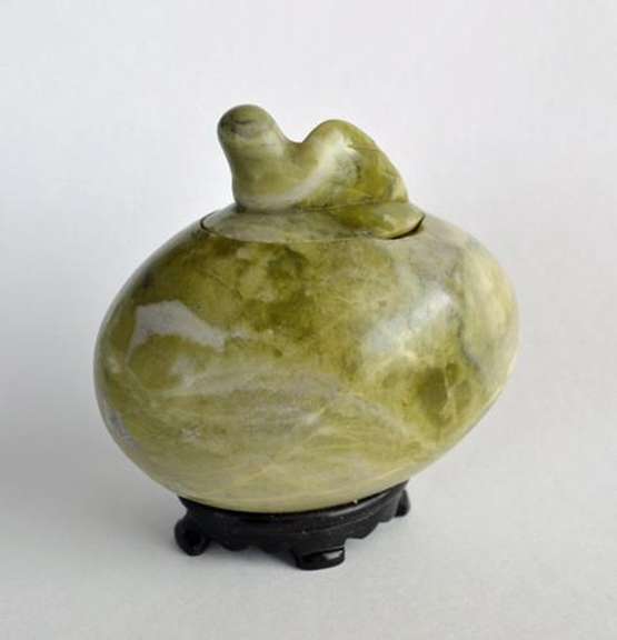 Vintage Chinese Egg Shapped Soapstone Lidded Trinket