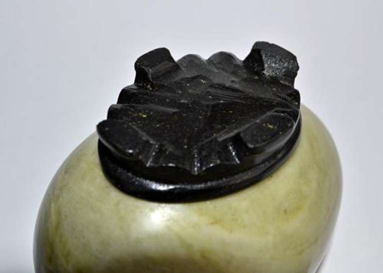 Vintage Chinese Egg Shapped Soapstone Lidded Trinket