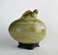 Vintage Chinese Egg Shapped Soapstone Lidded Trinket
