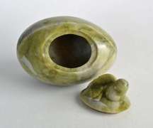 Vintage Chinese Egg Shapped Soapstone Lidded Trinket