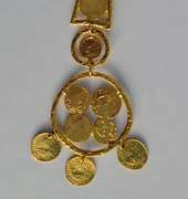 Vintage Oversized Kenneth Lane 22k Gold-Plated Necklace with Hammered Disks