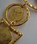 Vintage Oversized Kenneth Lane 22k Gold-Plated Necklace with Hammered Disks