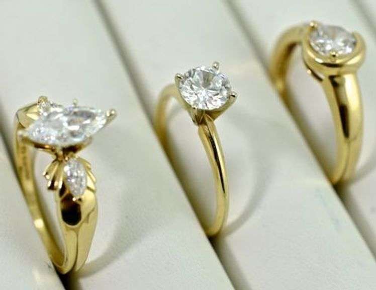 Three 14K CZ Engagement Rings