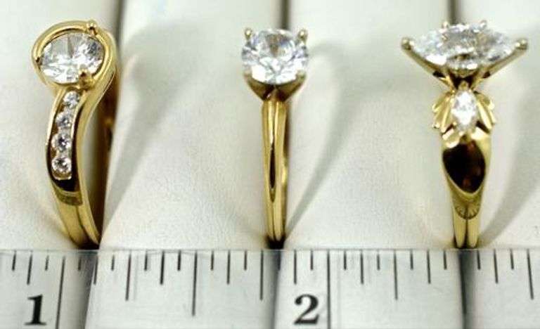 Three 14K CZ Engagement Rings