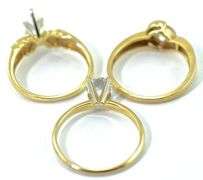 Three 14K CZ Engagement Rings