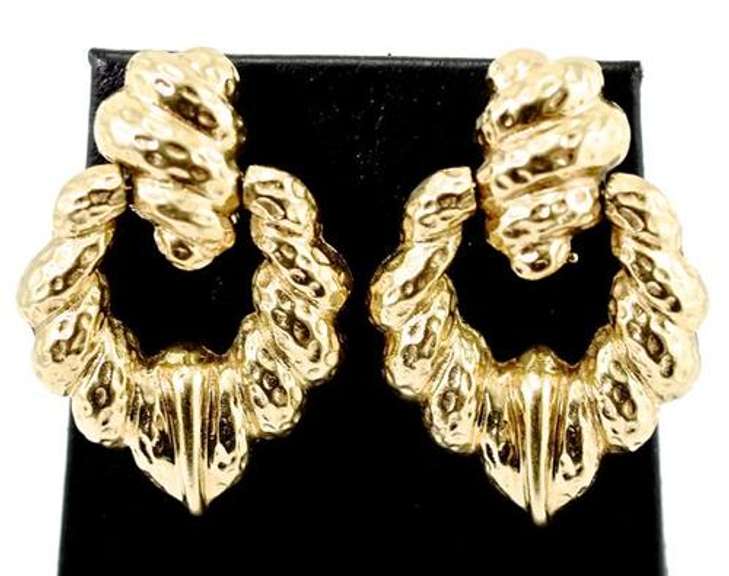 Heavy 14K Door-Knocker Style Earrings