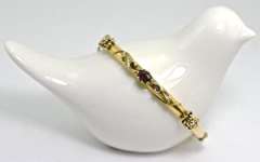 Vintage Garnet and Gold 14K Bangle
