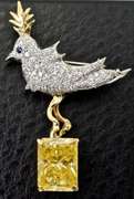Unique 18K and Diamond Bird Brooch