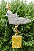Unique 18K and Diamond Bird Brooch