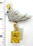 Unique 18K and Diamond Bird Brooch