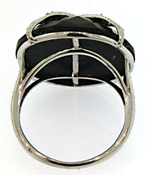 Carlo Viani Black Gemstone Ring in Sterling Silver