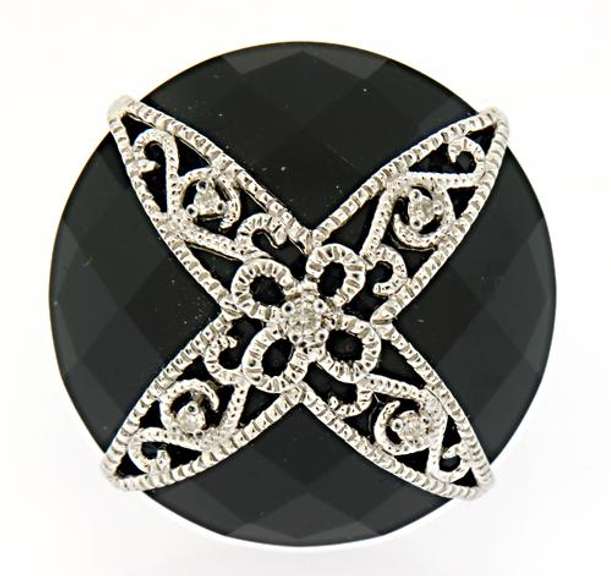 Carlo Viani Black Gemstone Ring in Sterling Silver