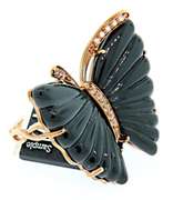 Carlo Viani Sterling Silver Black Butterfly Ring