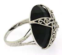 Carlo Viani Black Gemstone Ring in Sterling Silver