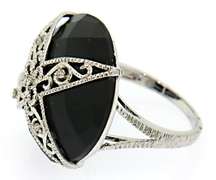 Carlo Viani Black Gemstone Ring in Sterling Silver