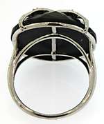 Carlo Viani Black Gemstone Ring in Sterling Silver