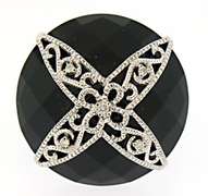 Carlo Viani Black Gemstone Ring in Sterling Silver