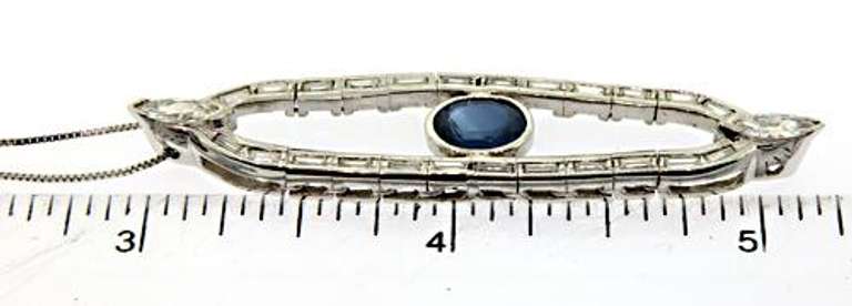 Vintage Sapphire & Diamond Pendant Necklace