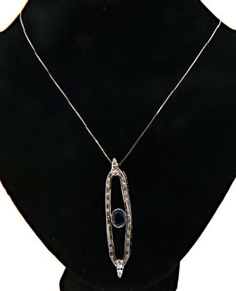 Vintage Sapphire & Diamond Pendant Necklace