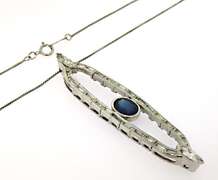 Vintage Sapphire & Diamond Pendant Necklace