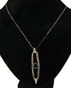 Vintage Sapphire & Diamond Pendant Necklace