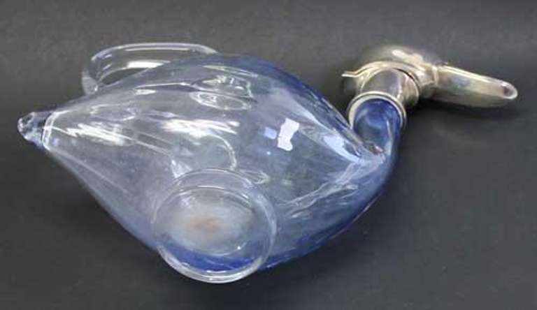 Sterling Blue Duck Decanter/Claret Jug