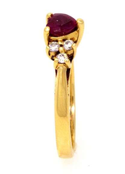 Petite Heart-Cut Ruby & Diamond Ring in Gold, Size 4.5