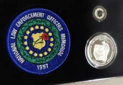1997 3 pc Law Enforcement Set w/PRF Sil Dol, patch, pin