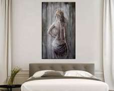 Nude Woman 3D Picture Frame Wall Mount Wood and Metal Figurine