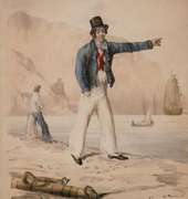 M Gauci , Common sailor, hand colored engraving