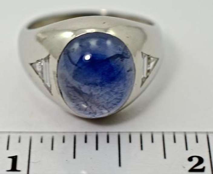 Incredible Man's Platinum Star Sapphire Ring