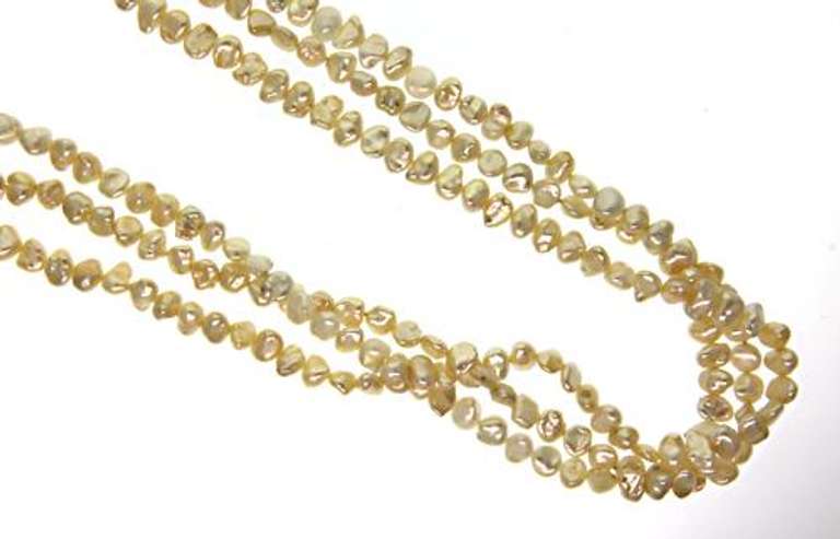 Lovely 14kt WG Triple Strand of Baroque Pearls