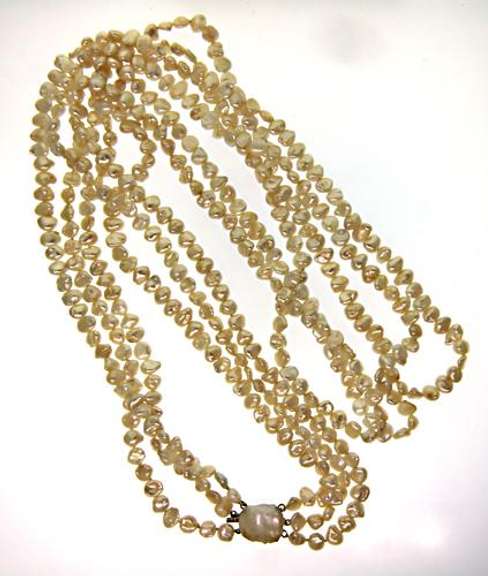 Lovely 14kt WG Triple Strand of Baroque Pearls