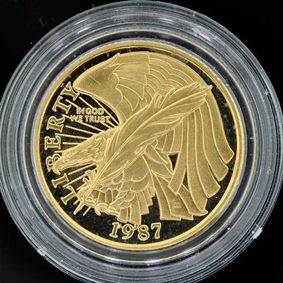 1987-W Gold $5 Commem Constitution