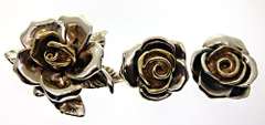 Large Chunky Style Rose Set in Sterling