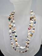 Rare Multi Colored Natural Pearl Strand Necklace-48 inches!