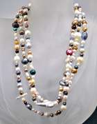 Rare Multi Colored Natural Pearl Strand Necklace-48 inches!