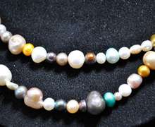 Rare Multi Colored Natural Pearl Strand Necklace-48 inches!