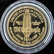 1987-W Gold $5 Commem Constitution