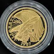 1987-W Gold $5 Commem Constitution