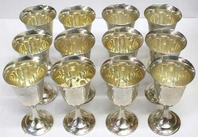12 International Sterling Silver Lord Saybrook Water Goblets